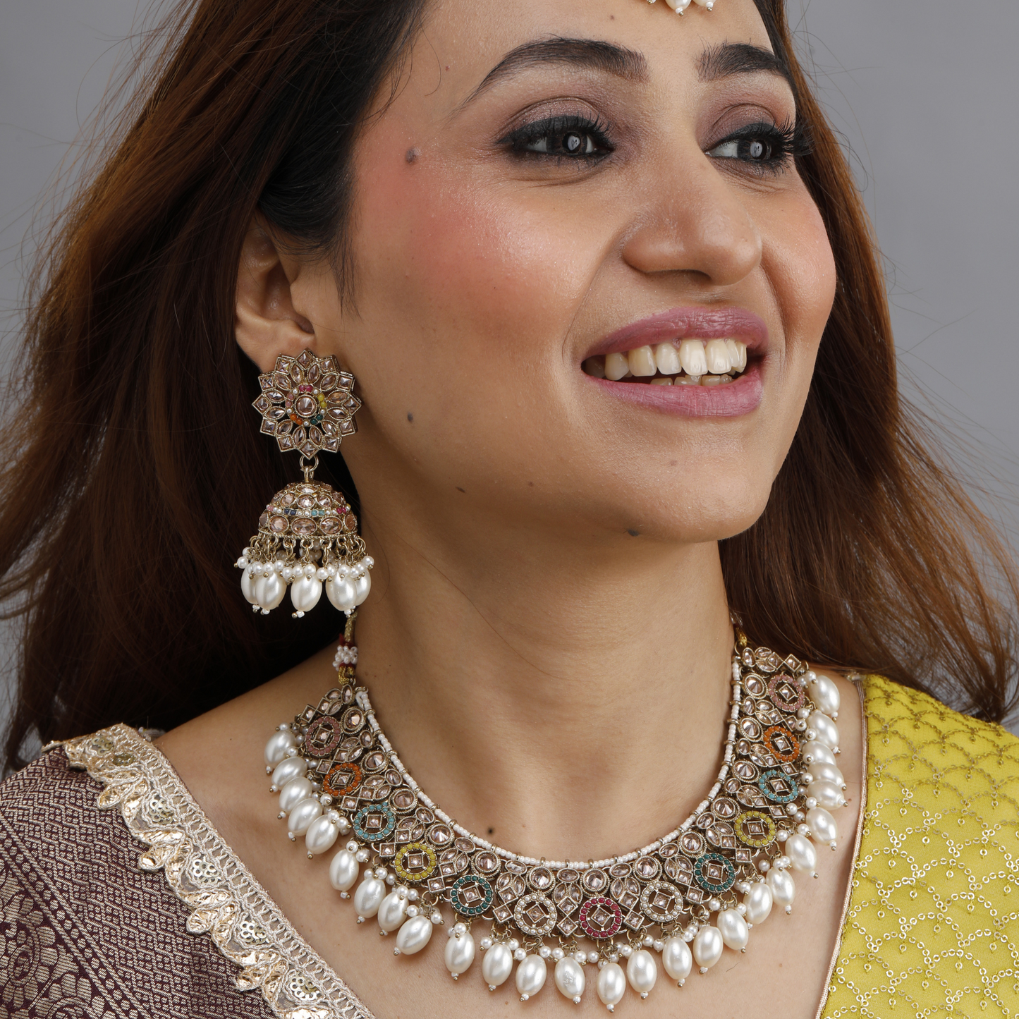 Noor-E-Rang Pearl Kundan Set