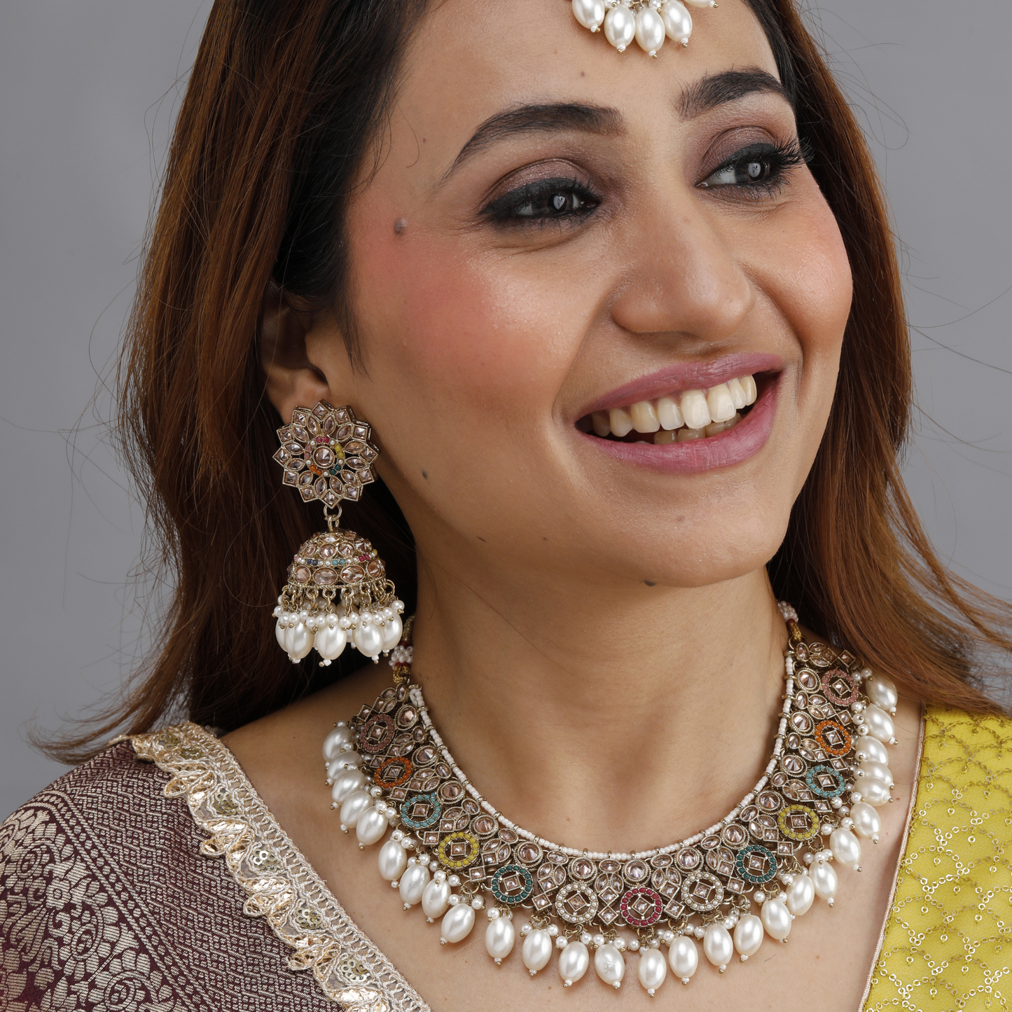 Noor-E-Rang Pearl Kundan Set