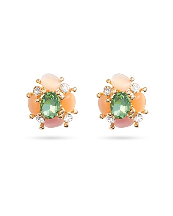 Green Oval Crystal and Multicolor Stones