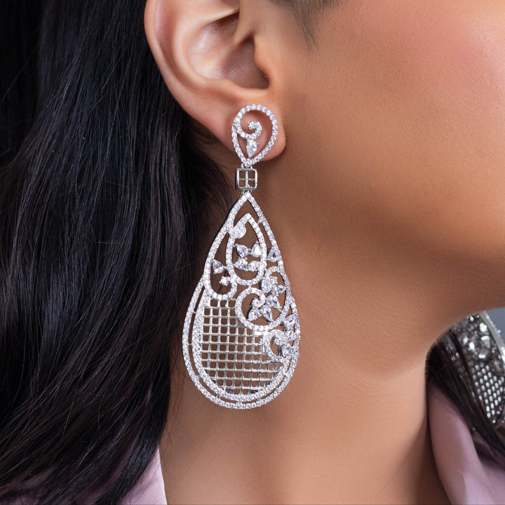 Crystal Lace Teardrop Earrings
