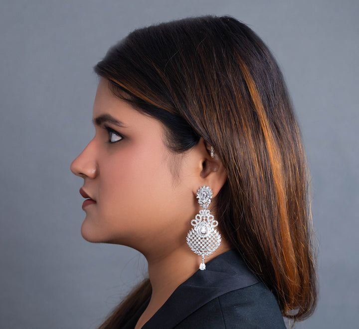 Eterna Luxe Silver Statement Earrings