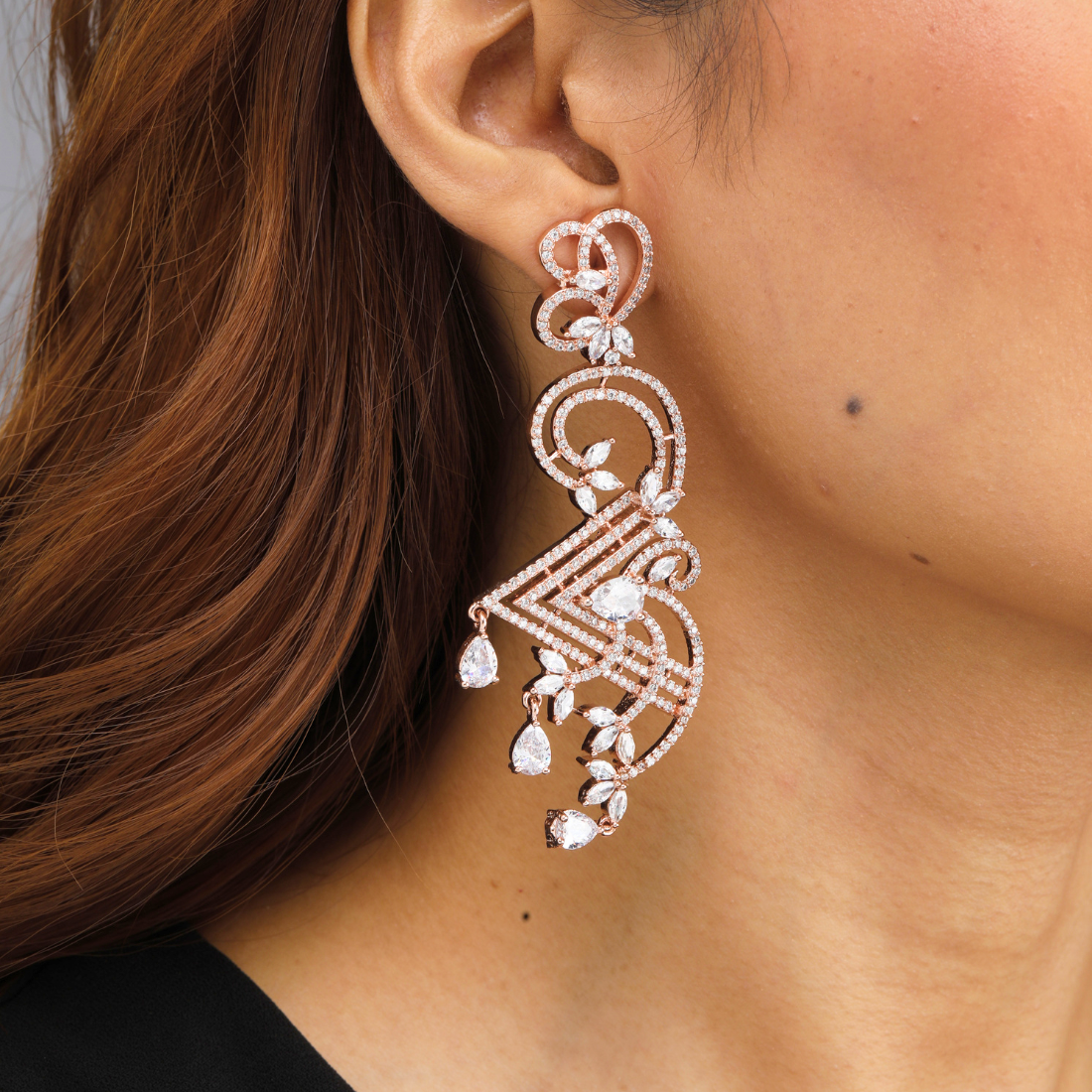 Ethereal Swirl Rose Gold Earrings