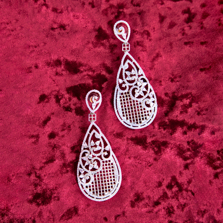 Crystal Lace Teardrop Earrings