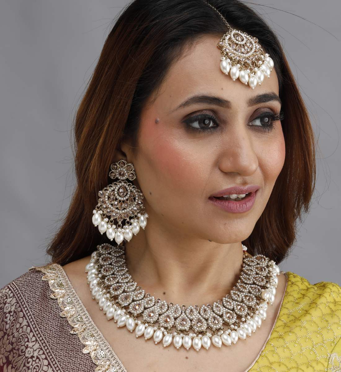 Noorani Pearl and Kundan Bridal Jewelry Set