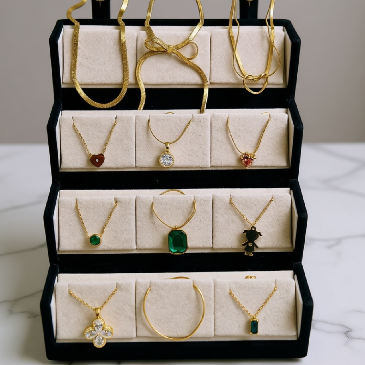 Premium 4-Layer Necklace Display Box