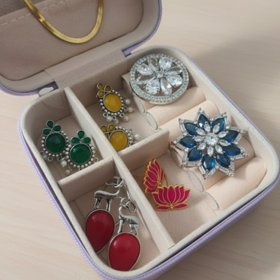 Luxury Anti-Tarnish Jewelry Combo Set with Stud Earrings, Statement Rings & Chain