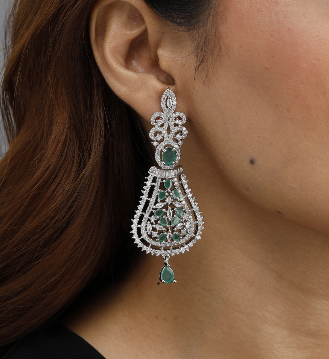 Majestic Grace Emerald Drop Earrings