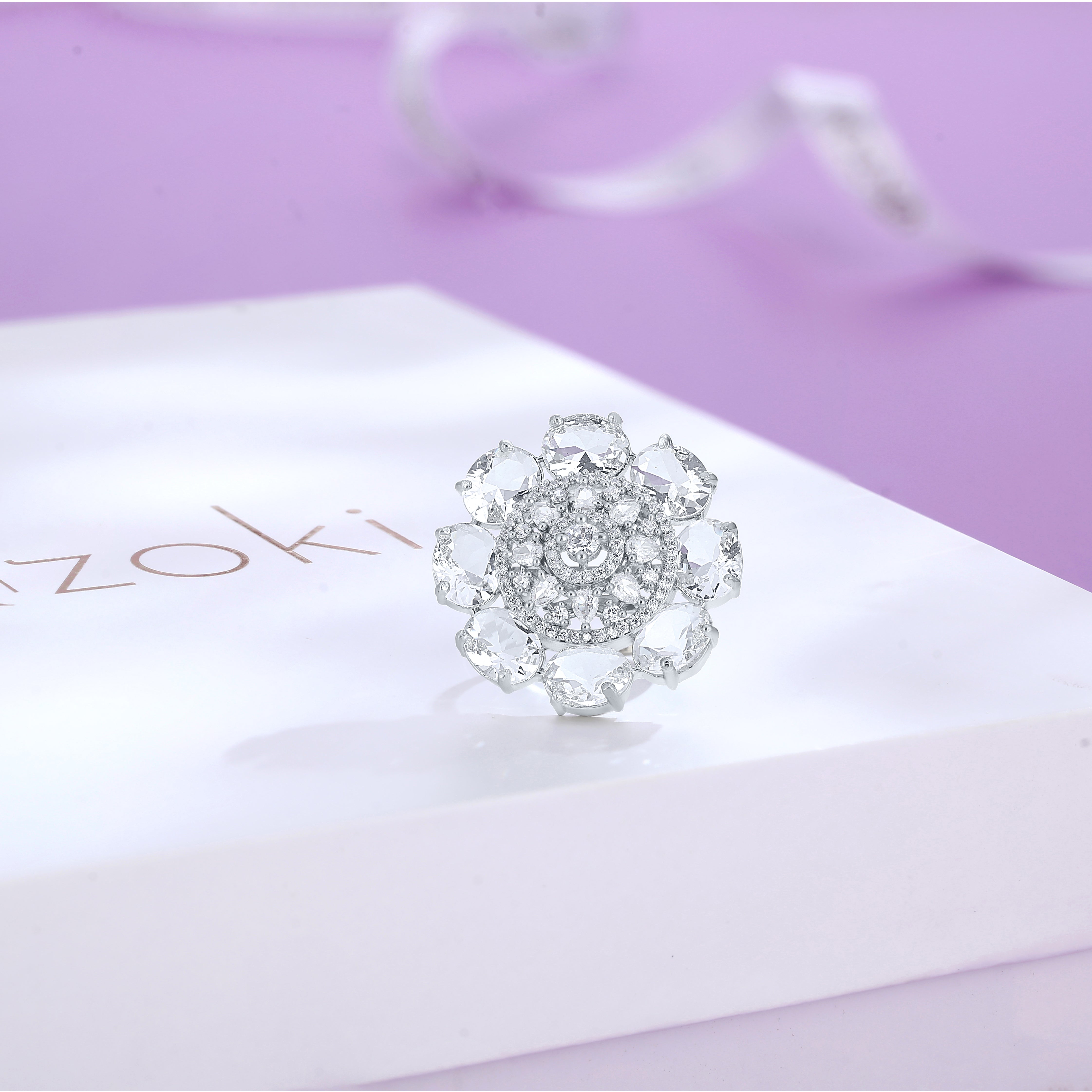 Crystal Frost Blossom Ring