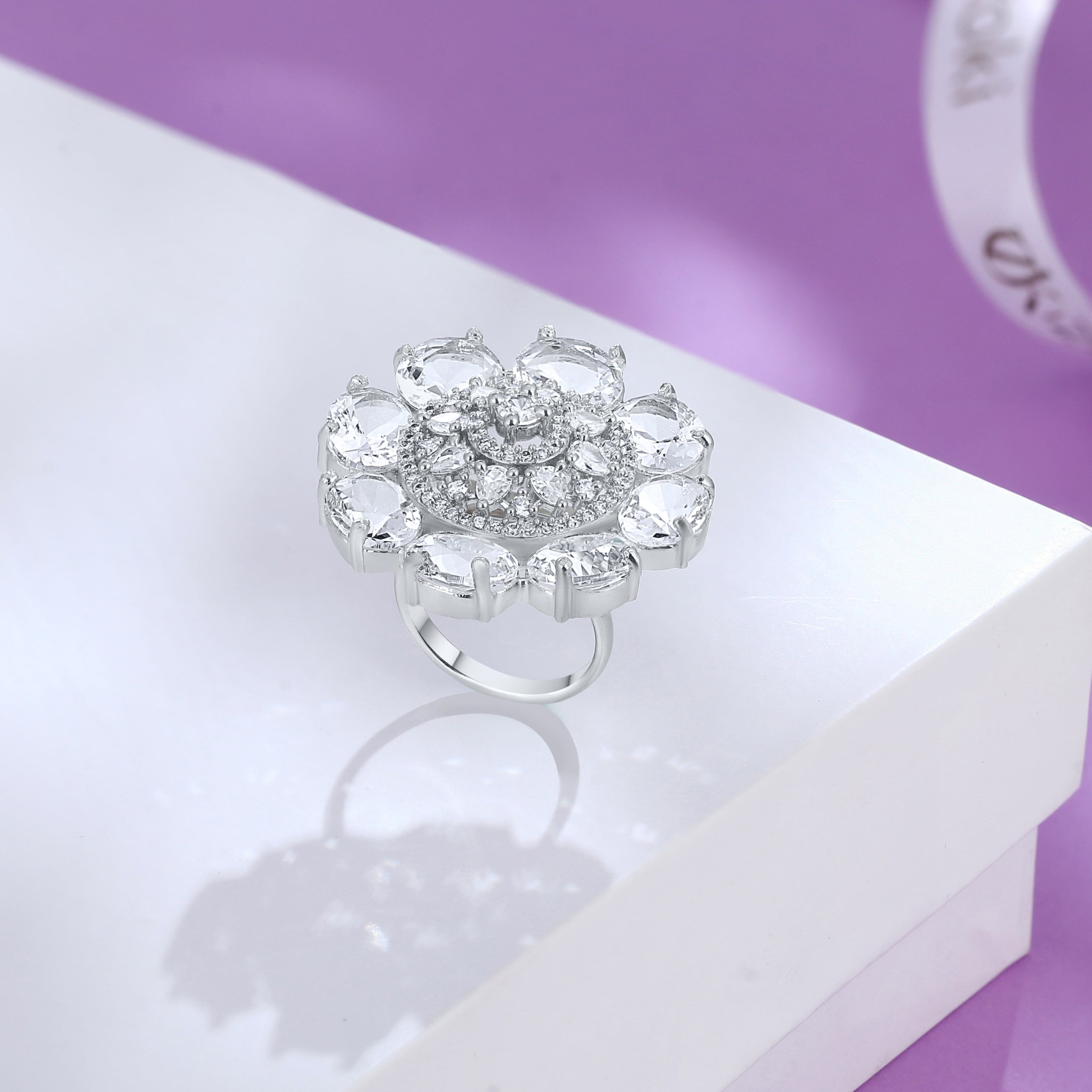 Crystal Frost Blossom Ring