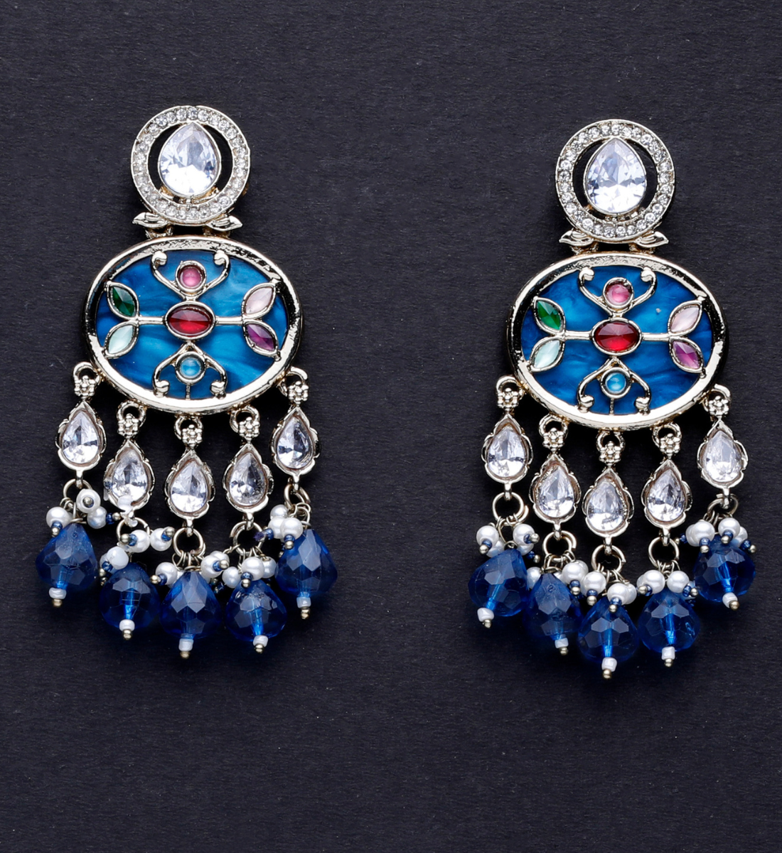 Aliza Mop Enamel Kundan Earrings