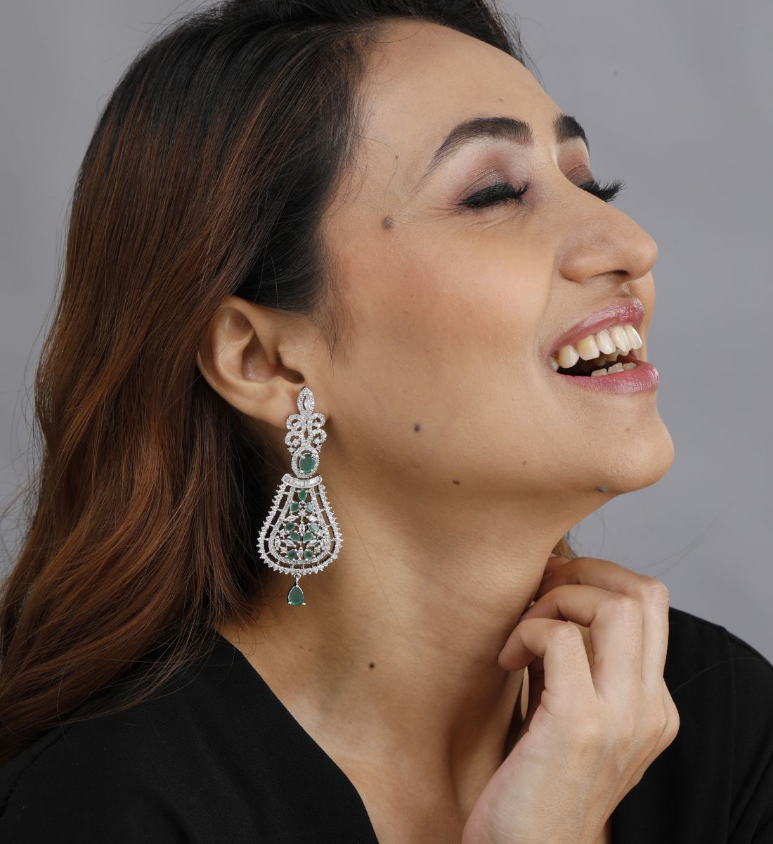 Majestic Grace Emerald Drop Earrings