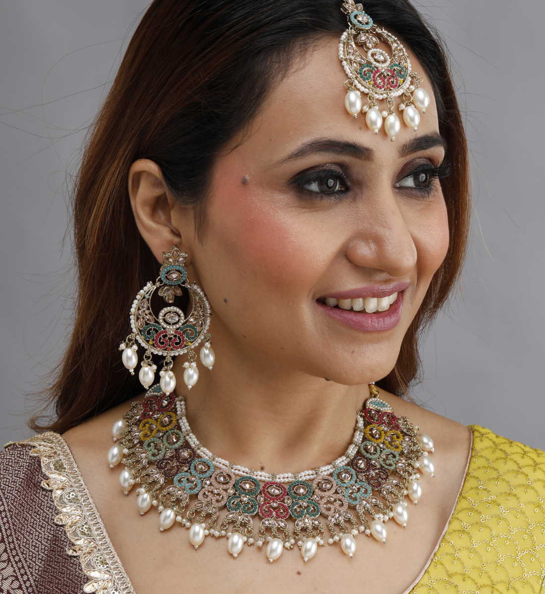 Noorani Pearl and Kundan Bridal Jewelry Set