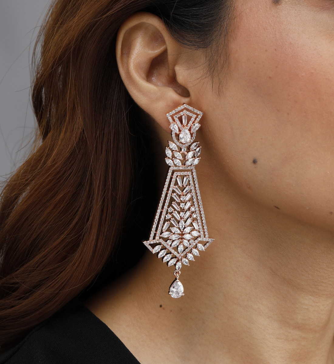 Radiant Rose Gold Diamond Chandelier Earrings