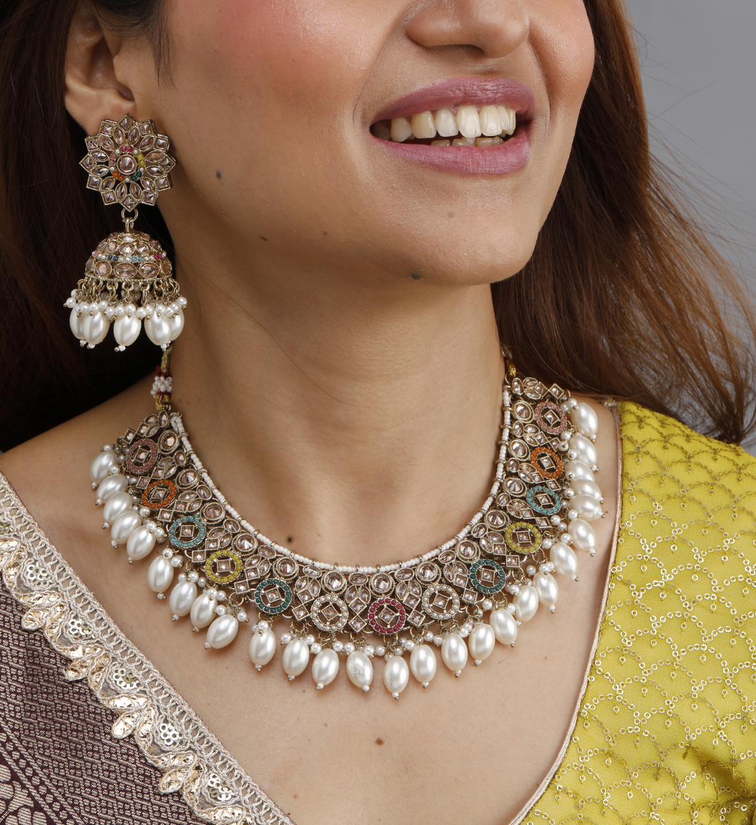 Noor-e-Pearl Kundan Set