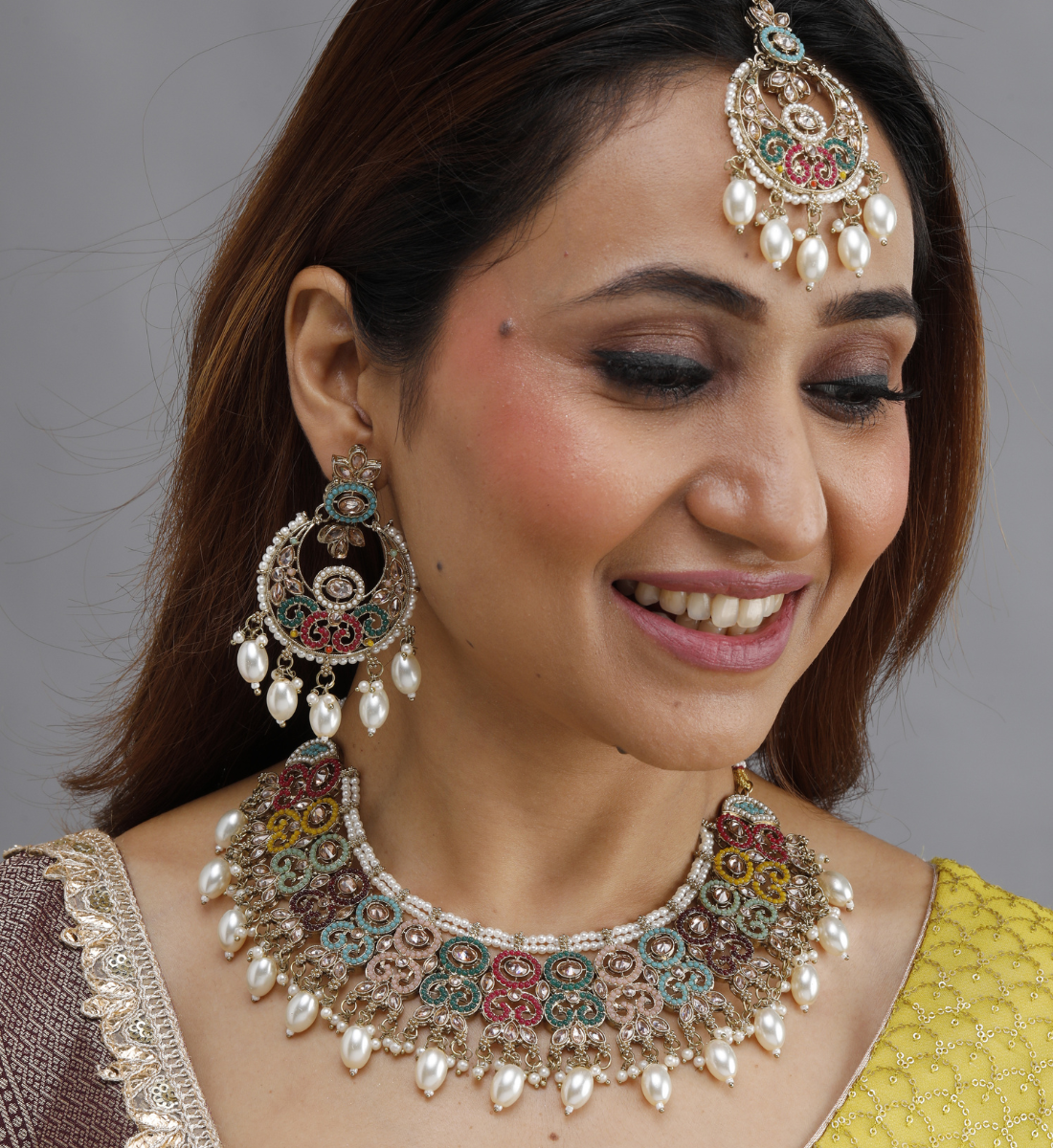 Noorani Pearl and Kundan Bridal Jewelry Set