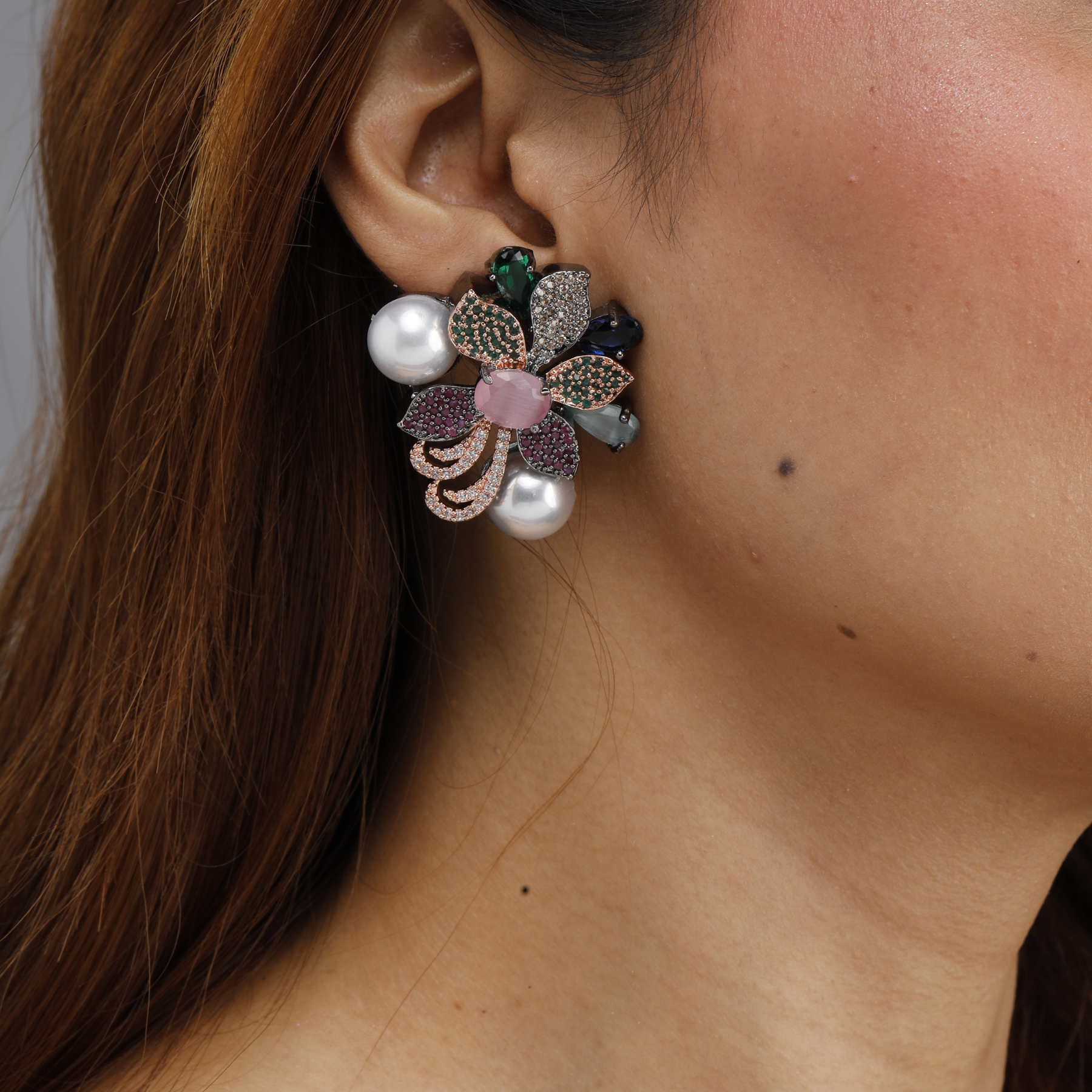 Zehra Floral Pearl Earrings