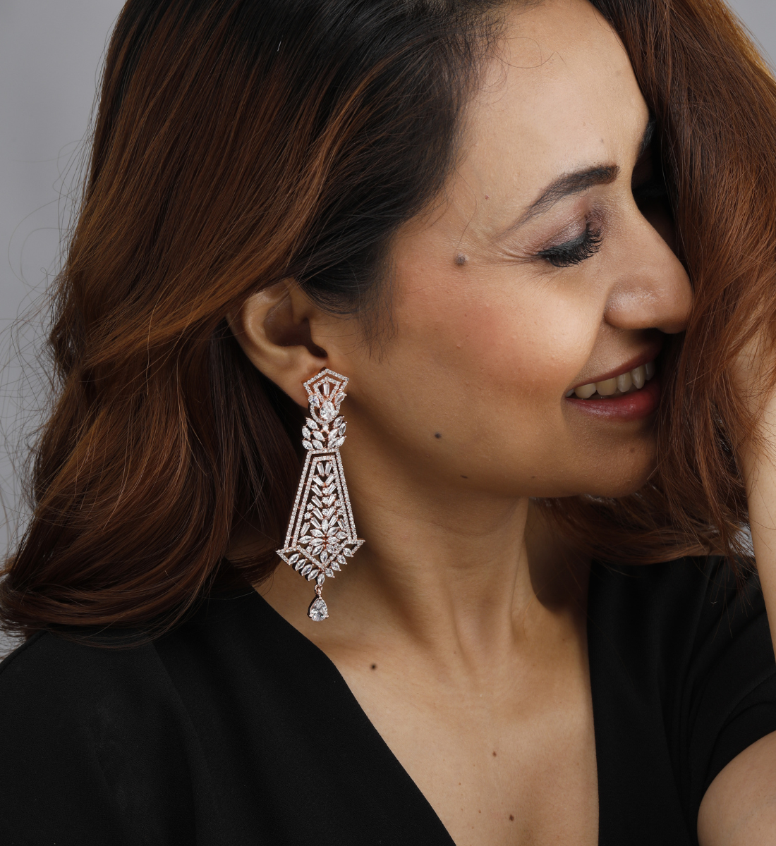 Radiant Rose Gold Diamond Chandelier Earrings