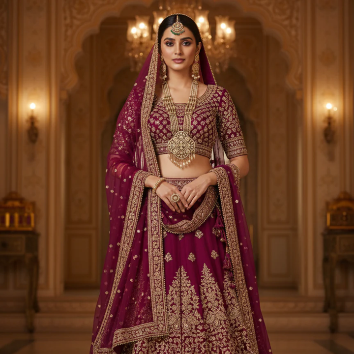 Golden Beaded Long Necklace Set