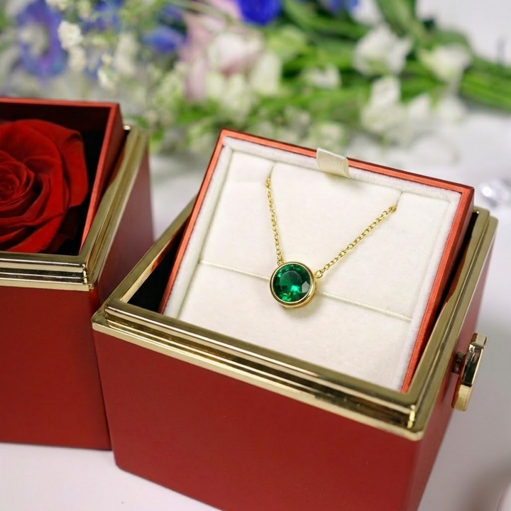 Emerald Glow Gold Pendant- Included Luxury Gift Box