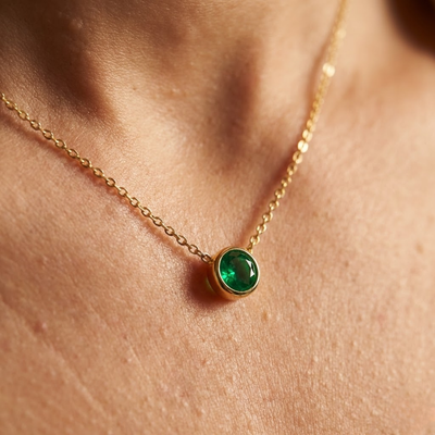 Emerald Glow Gold Pendant- Included Luxury Gift Box