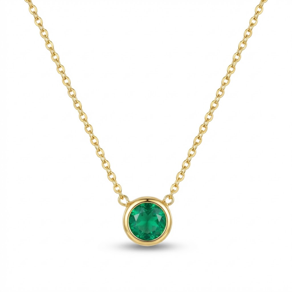Emerald Glow Gold Pendant- Included Luxury Gift Box