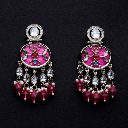 Aliza Mop Enamel Kundan Earrings