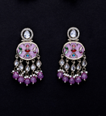 Aliza Mop Enamel Kundan Earrings