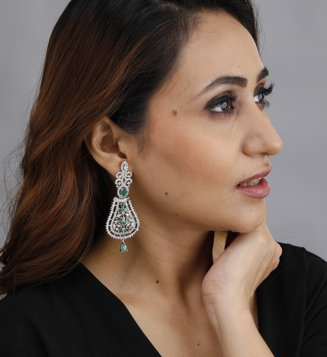 Majestic Grace Emerald Drop Earrings