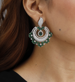 Luxurious Emerald and Diamond Halo Drop Earrings