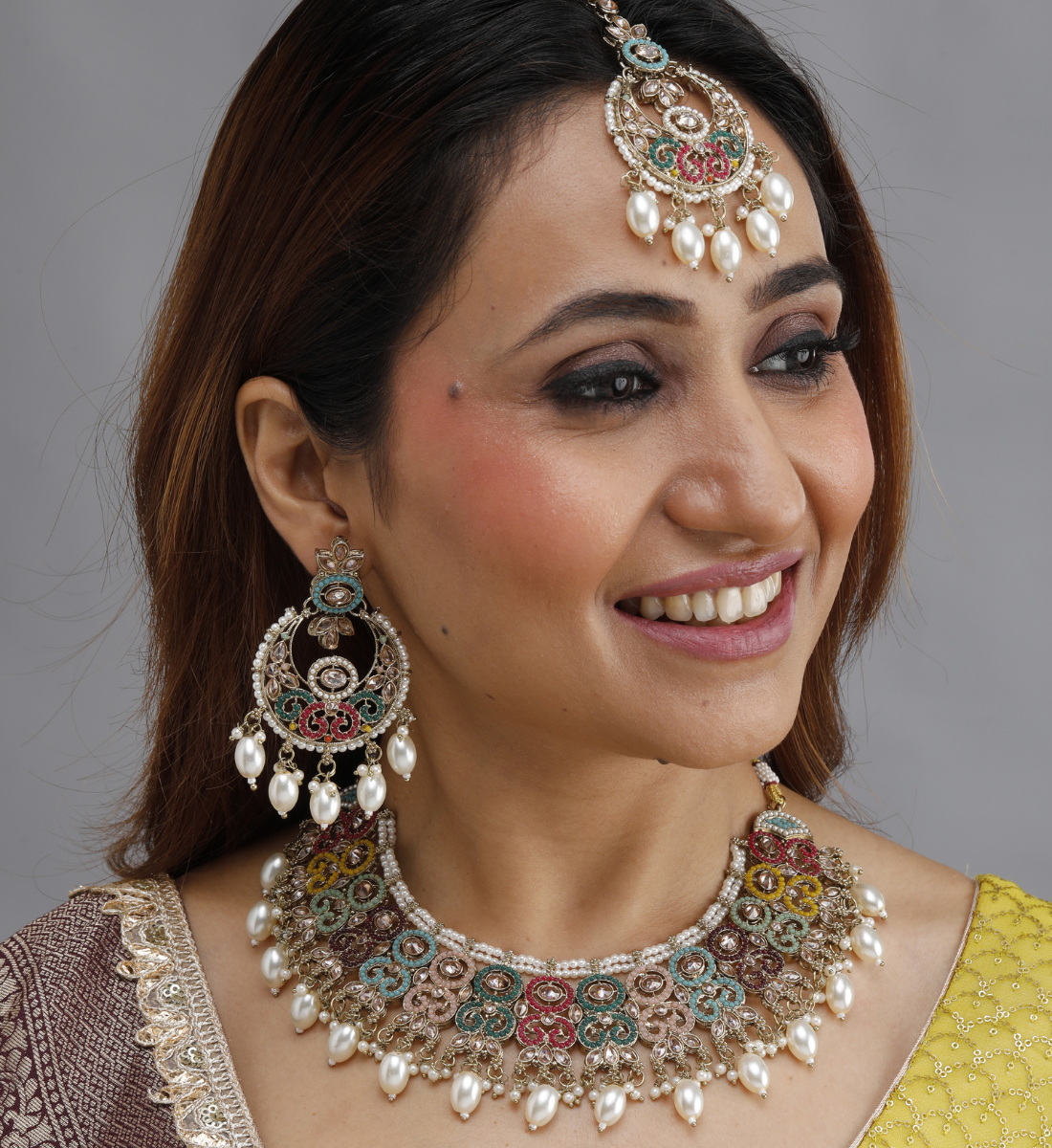 Noorani Pearl and Kundan Bridal Jewelry Set