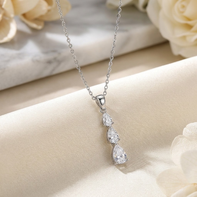 Eternal Spark Silver Drop Pendant- Included Luxury Gift Box