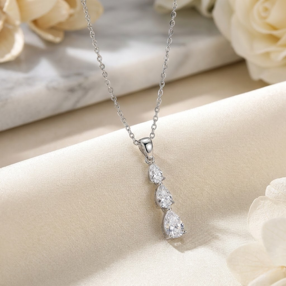 Eternal Spark Silver Drop Pendant- Included Luxury Gift Box