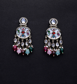 Aliza Mop Enamel Kundan Earrings