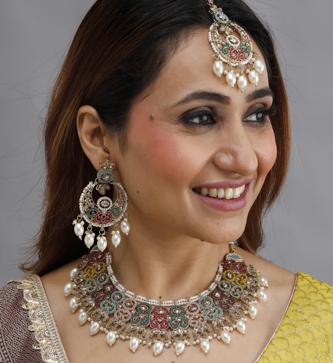 Noorani Pearl and Kundan Bridal Jewelry Set