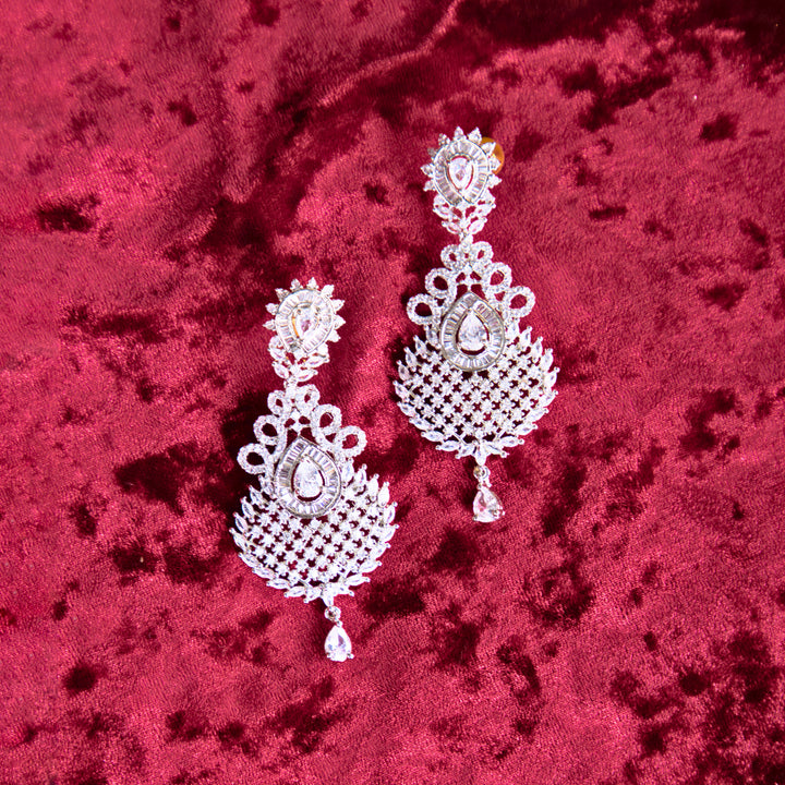 Eterna Luxe Silver Statement Earrings