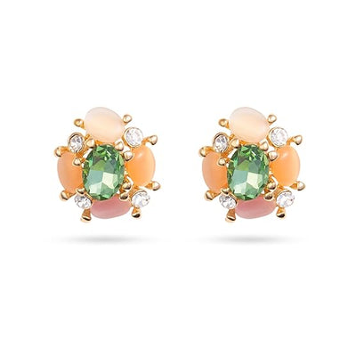 Green Oval Crystal and Multicolor Stones