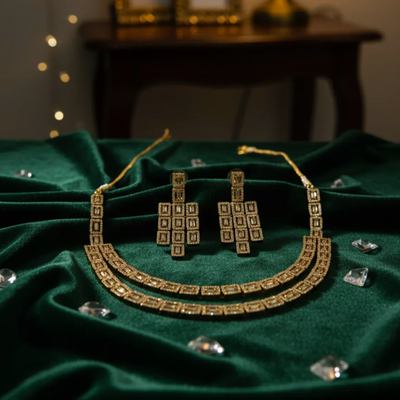 Geometric Dull Gold Necklace