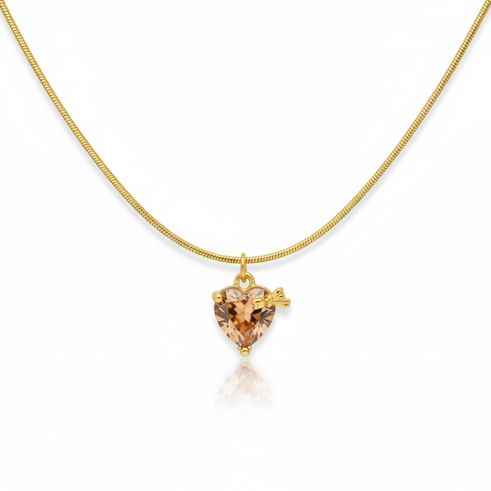 Golden Amber Heart Pendant – Included Gift Box Edition