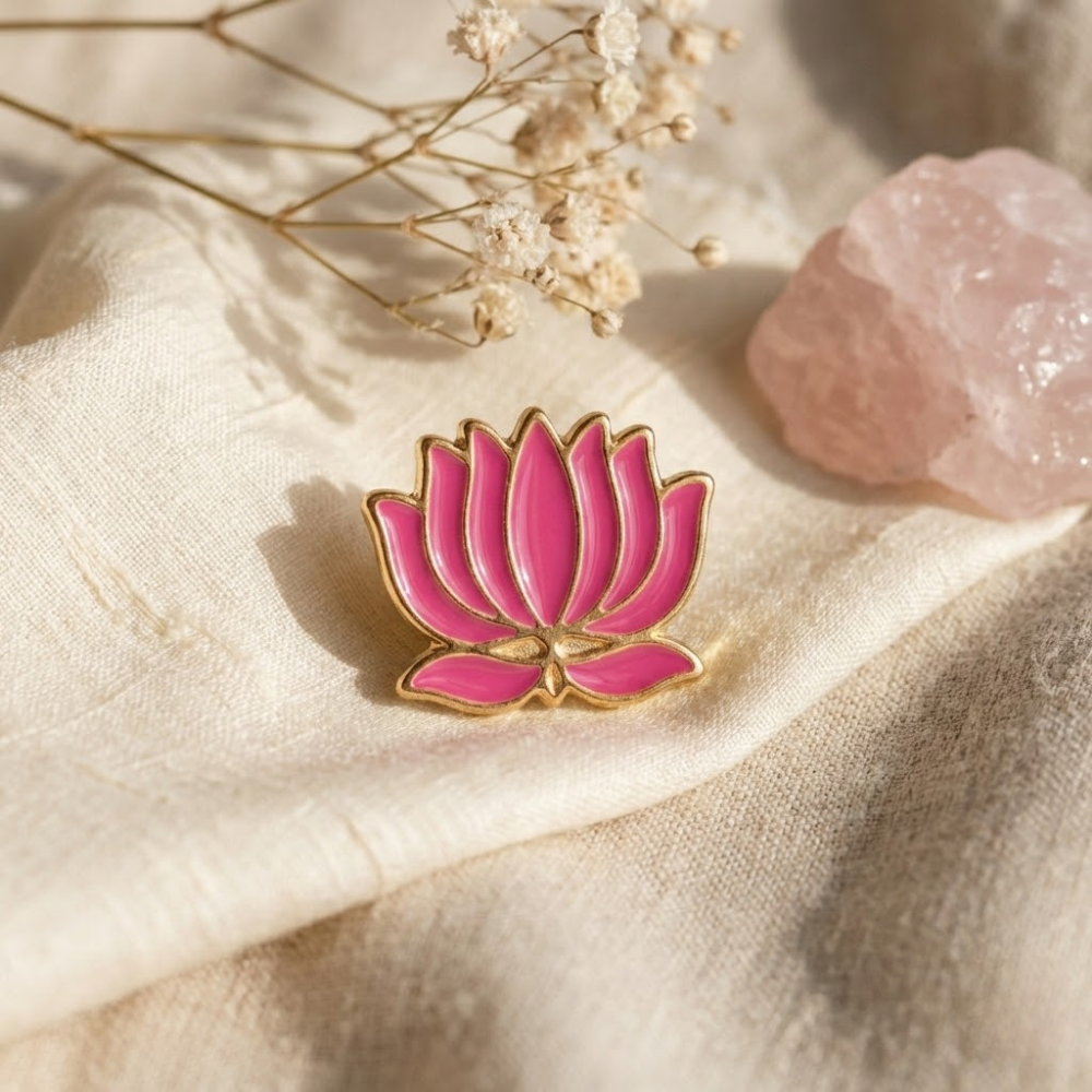 Pink Lotus Flower Stud Earrings in Gold Finish – Minimal Ethnic Daily Wear Earrings for Women