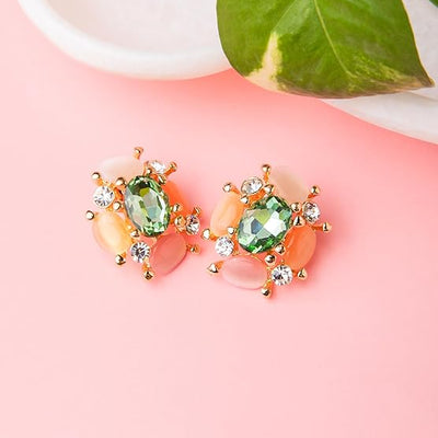 Green Oval Crystal and Multicolor Stones