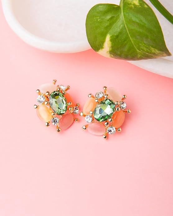 Green Oval Crystal and Multicolor Stones