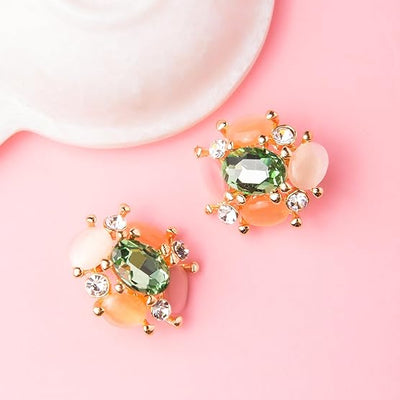 Green Oval Crystal and Multicolor Stones