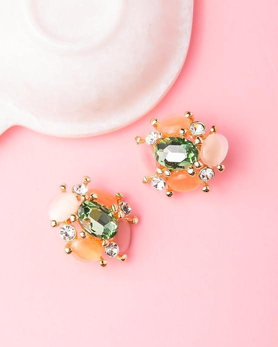 Green Oval Crystal and Multicolor Stones