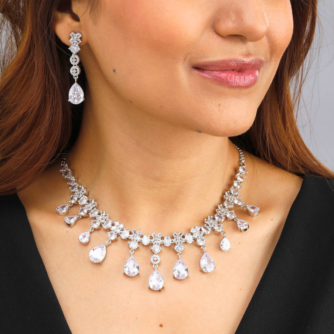 Timeless Crystal Teardrop Necklace & Earring Set