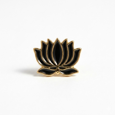 Sacred Lotus Black & Gold Stud Earrings