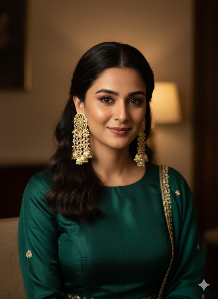 Gold Pearl Heeramandi Jhumke