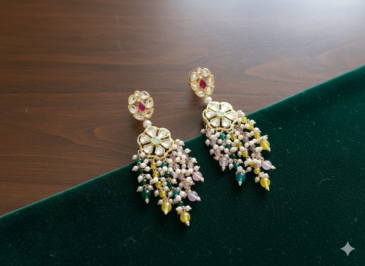 Kundan Pearl Laced Earrings