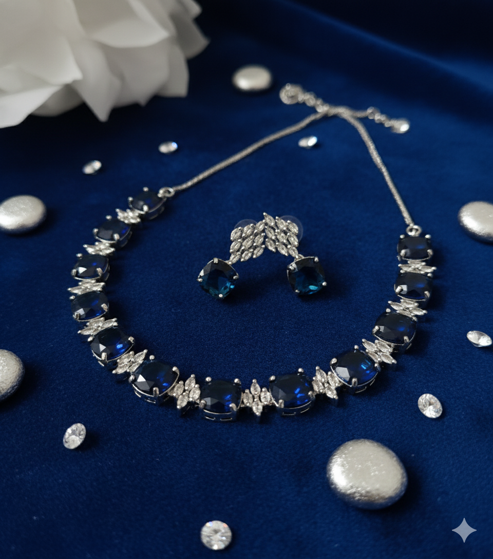 Isha Blue AD Necklace