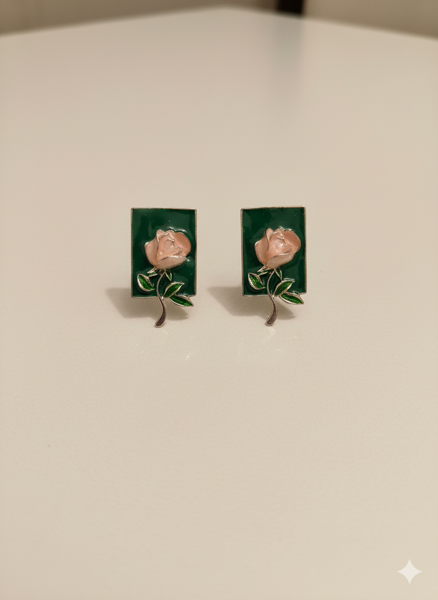 Floral Enamelled Earrings