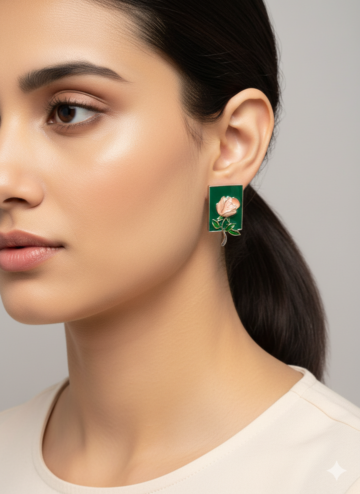 Floral Enamelled Earrings